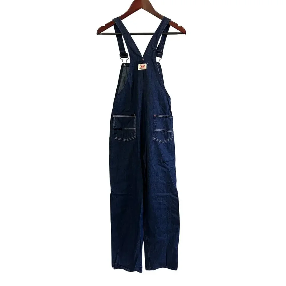 Vintage Round House Denim Overalls USA Cotton‎ Bib Carpenter Workwear Sz S/M